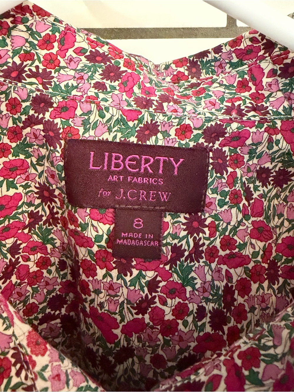J. Crew Liberty Floral Button-Down in Pink, Green & Burgundy - Picture 2 of 3